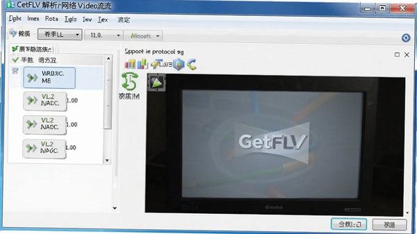 GetFLV����������Ƶ���Ľ��棬��ʾ��ͬЭ��֧�ֱ�ʶ