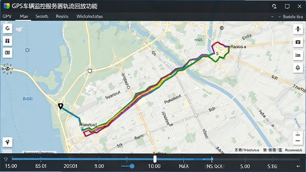 GPS������ط������켣�طŹ��ܣ���ͼ����ʾ��ɫ�켣�ߣ�����ʱ���������