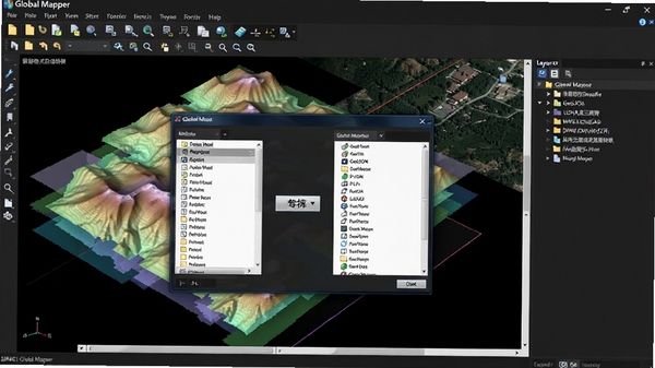 һ��չʾGlobal Mapper���������棬����ɫ�����¼����˸߾��ȵ��θ߳�ģ��������Ӱ�����ͼ�����沼��������������ͼ�꾫�£��Ҳ�ͼ������б���ʾ�������Դ]}
<h3>���Ĺ�����ʹ���淨</h3>
<h4>���ݸ�ʽ����ת��:</h4>
<p>Global Mapper�ĺ�������֮һ���侪�˵ĸ�ʽ�����ԡ����������ɵ��볬��350�ֿռ����ݸ�ʽ�������Ϊ����400��������ʽ�������ǳ�����Shapefile��GeoJSON�����Ǹ߾��ȵ�LiDAR�������ݣ�LAS/LAZ����CAD�����ļ���DWG/DXF������������һ������Կ�װ����ɴ򿪣�����������������ת�������׽���˲�ͬ���������ݹµ������⡣</p>
[[IMG:Global Mapper���������У�һ��չʾ�ļ���ʽת���Ի���Ľ�ͼ������б�ΪԴ�ļ���ʽ���Ҳ�Ϊ���Ŀ���ʽ���м���ת����ť������������������ͼ��