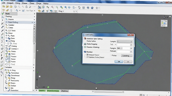 Global Mapper�����ڵ��������еĽ�ͼ����๤����չ�����Ҳ���ʾһ�����ڱ༭��ʸ������Σ�����һ�����ڲ�׽���õĶԻ���