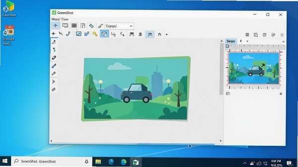 GreenShot���������ͼ��չʾ�����ڡ���ͼ��������ͼ��༭�������岼�֣�����ΪWindows���棬������ִ���ɫ������������