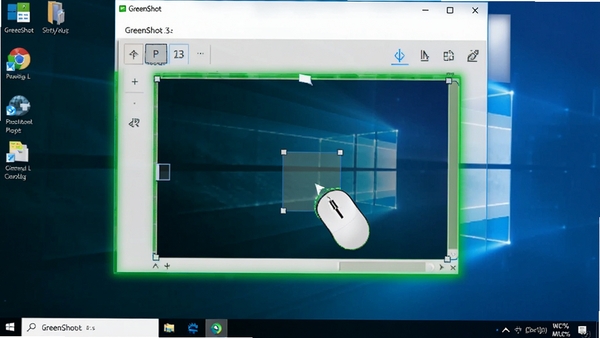 GreenShot����������Windows���棬��ͼ������ʾ�������קѡ��������Ļ��Ե������ʾ����������������ͼ�꣬��������������