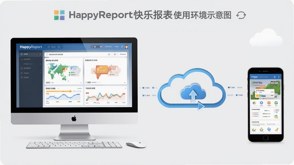 HappyReport���ֱ���ʹ�û���ʾ��ͼ����ߵ��ԣ��ұ��ֻ����м��ƶ�ͬ��ͼ�꣬����Ϊǳ��ɫ�����ֶ��Эͬ