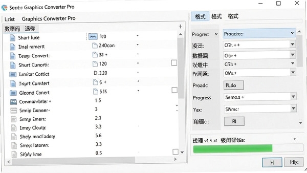 Graphics Converter Pro����ת���������棬����ļ��б����Ҳ��ʽѡ���������ʾת���У���������ֱ��