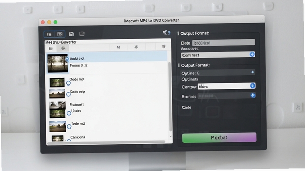 һ��iMacsoft MP4 to DVD Converter����������ĸ����ͼ����������չʾ��Ƶ�����б��������ʽѡ��Ϳ�¼��ť������Ϊ�ִ���Լ��񣬹�����ͣ�ͻ�������������Ժ�רҵ�С�