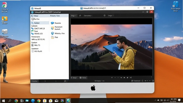 iMacsoft MP4 to DVD Converter������Windows 11�����ϵĽ�ͼ���������ɼ�����Ӧ��ͼ�꣬��������������ʾ�˵���Ԥ�����򣬱���Ϊ�����ֽ������������ϵͳ�ļ����ԡ�