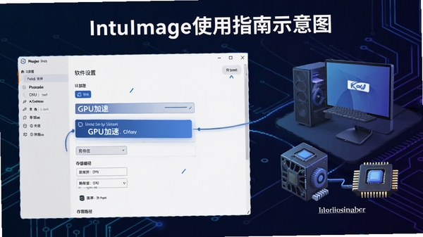 IntuImageʹ��ָ��ʾ��ͼ��չʾ�������ý��棬ǿ��GPU����ѡ��ʹ洢·��ѡ�����Ե���Ӳ��ͼ�꣬������˵��Ű棬�Ƽ��б���