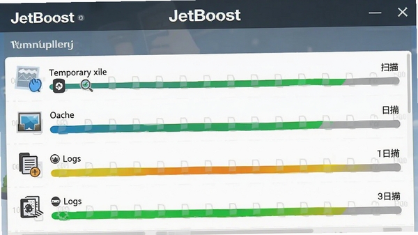JetBoost�����������棬��ʾɨ����������ļ������б���������ʱ�ļ������桢��־����ɫ������չʾ��������