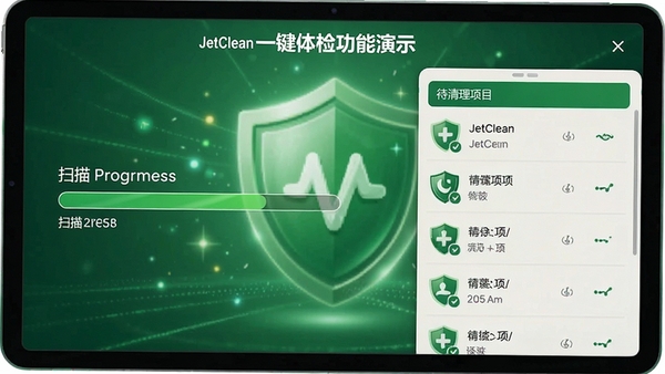 JetCleanһ����칦����ʾ������չʾɨ��������ʹ�������Ŀ�б�������Ϊ��ɫ��������ͼ��
