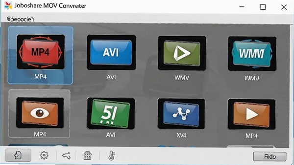 Joboshare MOV Converterת����ʽѡ����棬չʾ������Ƶ��ʽͼ�꣬��MP4��AVI��WMV��������������