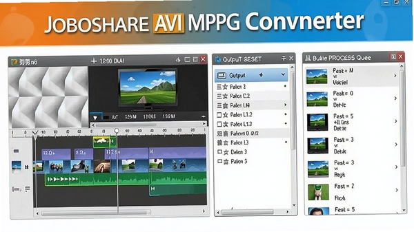 Joboshare AVI MPEG Converter����չʾͼ��չʾ����ʱ���ᡢ���Ԥ���б��������������У�ɫ����������