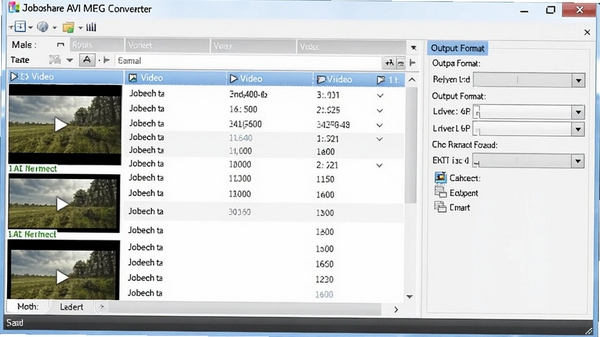 Joboshare AVI MPEG Converter���������ͼ��չʾ�����ڡ���Ƶ�б��������ʽѡ�����򣬷�����ִ�