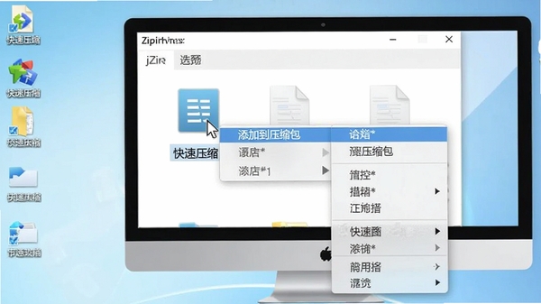 jZip��������չʾ�Ҽ��˵�����ѹ�����ܣ����ָ�����ļ��������˵����������ӵ�ѹ������ѡ�����Ϊ�ɾ����������滷��