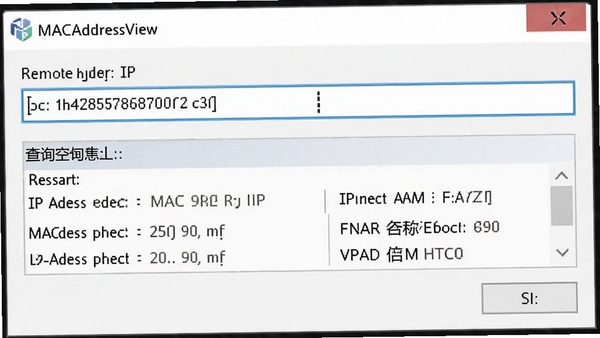 MACAddressView������Զ�̲�ѯ�Ի������������д��IP��ַ���·�չʾ��ѯ�����������ϸ��MAC��ַ�ͳ������ơ�