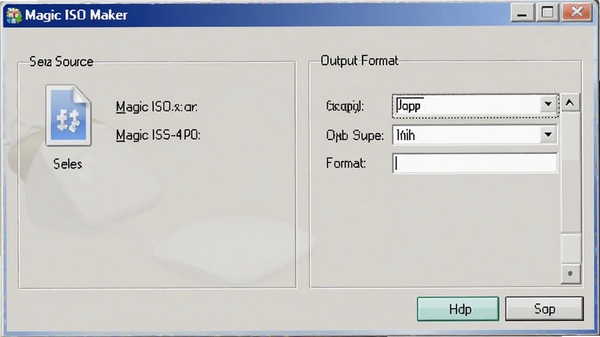Magic ISO Maker���������򵼽��棬��ʾѡ��Դ�ļ��������ʽ�Ĳ���