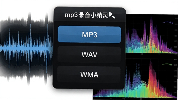 mp3¼��С�����ʽѡ��˵�����ʾMP3��WAV��WMA��ѡ�����Ϊ��Ƶ������Ƶ��ͼ��ͻ��������¼�����ԡ�