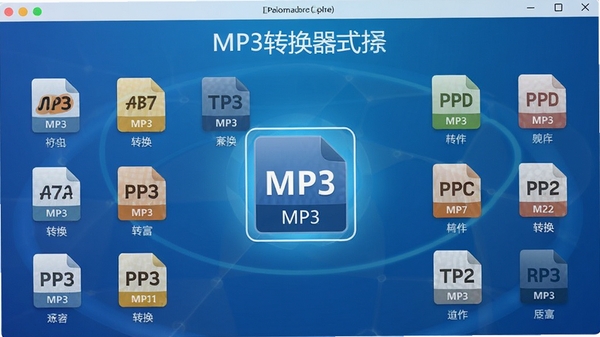 MP3��ʽת������ʽѡ����棬չʾ������Ƶ��ʽͼ�����У����ĸ���MP3��ʽ������Ϊ������ɫ��ͻ����ʽ��������ת��ѡ��ḻ��