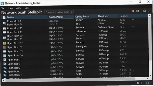 Network Administrator Toolkit����ɨ�蹦�����н��棬��ʾɨ�赽���豸�б������Ŷ˿ڡ�����汾����Ϣ���������ݷḻ����������