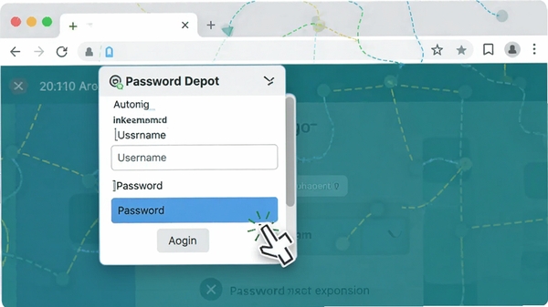 Password Depot �������չ�Զ�����¼������ʾ��ͼ�����������ʾ��������������б���������Զ������û��������룬������������