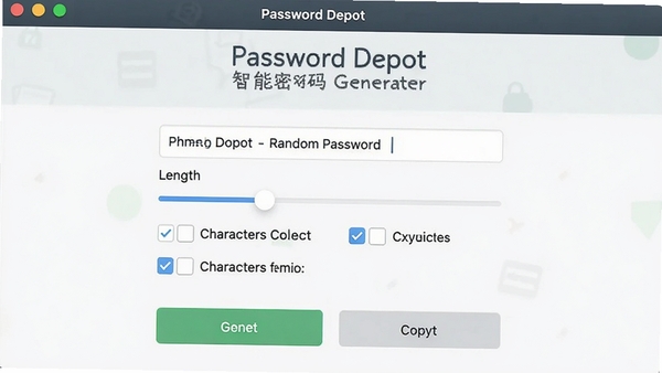 Password Depot �����������������棬��ʾ�����������ѡ����Ȼ�����ַ�����ѡ���������ɰ�ť�͸��ư�ť���������ִ�