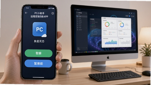 PCС����Զ�̿���APP���棬�ֻ�����Ի�����ʵʱ��ʾϵͳ״̬��������ť��������������