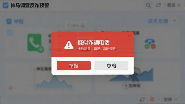 �������鷴թԤ�����棬��ʾһ����ɫ���浯������ʾ������թƭ�绰�����·��С��ٱ����͡����ԡ���ť������ģ��������