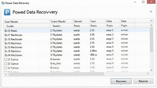 Power Data Recovery�������������ͼ��չʾɨ�����б��ͻָ���ť������Ϊ��ɫ�������沼��������ǿ��������