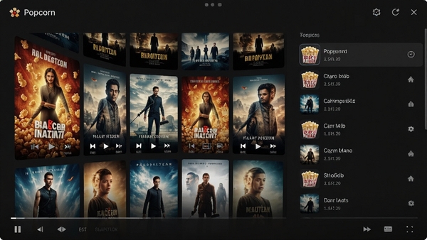 Popcorn�����������棬��ɫ���⣬��ʾ��Ӱ����ǽ�Ͳ����б����������ִ�
