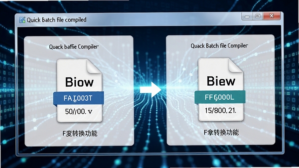 quick batch file compiler��ʽת�����ܽ��棬չʾת��ǰ���ļ���ʽͼ��仯������Ϊ��������Ч��
