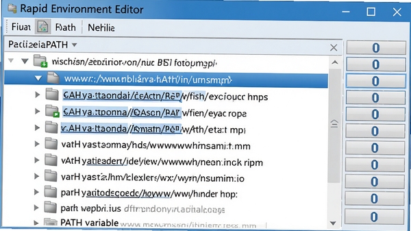 һ��Rapid Environment Editor���������ͼ���ص�չʾPATH��������״չ��״̬��ÿ��·������һ�У�ǰ�������ļ�ͼ�꣬�Ҳ�Ϊ������ť��������ˬ��������ʾ��ǰ�༭�ı��������ɫ��������Ϊ��������רҵ�С�