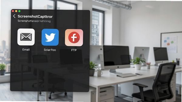 ScreenshotCaptor�������ý��棬��ʾ�ʼ����罻ƽ̨��FTP�ȷ���ѡ��ͼ�꣬����Ϊ�ִ��칫������