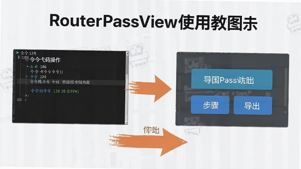 RouterPassViewʹ�ý̳�ͼʾ��չʾ�����в����뵼�����ܣ����в���˵����ͷ��������࣬ͻ�����ܰ�ť
