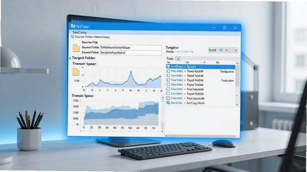 һ��չʾSecCopy��������Windows���������еĽ�ͼ������������ʾԴ�ļ�����Ŀ���ļ���·���������ٶ�ͼ����������У�����Ϊ�ִ���Լ�칫�����������ڸ�����ʾ������ɫ��������䣬�Ƽ���ʮ��
