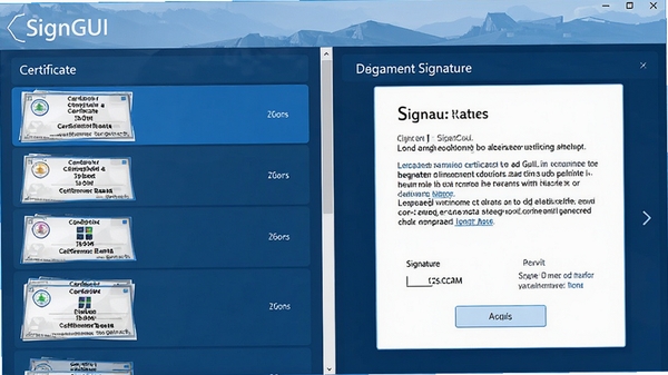 SignGUI������չʾ�����֤���б��Ҳ��ĵ�ǩ�������ִ��������ɫ����ɫ���������ͼ