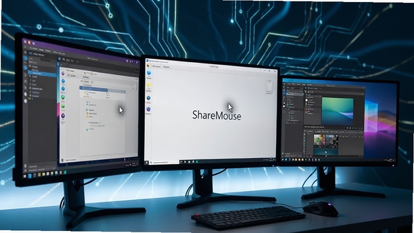 ShareMouse��������չʾ����̨������Ļƴ��Ч���������������Խ��Ļ���������ִ����Ƽ��б���