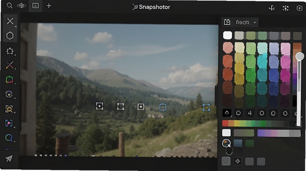 Snapshotor���ñ༭���߽��棬չʾ���ֱ�עͼ�����ɫѡ����������Ϊһ���ѽ�ȡ��ͼƬ��ͻ���༭���ܷḻ��