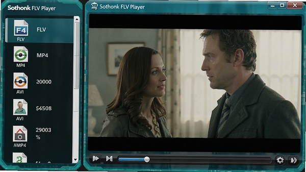 һ��չʾSothink FLV Player���Ų�ͬ��ʽ��Ƶ�Ļ��棬�����Ƶ�б���ʾFLV��MP4��AVI���ļ�ͼ�꣬�Ҳ������沥��һ�������Ӱ�������������������߿��������ɫ�Ƽ�����ơ�
