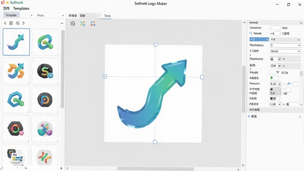 һ��չʾSothink Logo Maker��������ĸ����ͼ������������ģ��⡢�м仭�����Ҳ�������壬��������һ�����ڱ༭�Ĳ�ɫLogo���������������