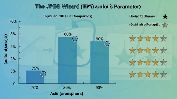 һ��ͼ����Ϣͼ��չʾThe JPEG Wizard�ڲ�ͬ���ʲ����£�70%��80%��90%�����ļ���С�Ա���״ͼ���Լ���Ӧ�����ۻ������������Ǽ�������Ϊ���Ĵ�ɫ���䣬���ݿ��ӻ�����������ˡ�