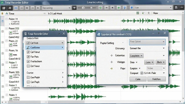 Total Recorder Editor���ʽת������ʾ��ͼ��չʾ��ʽѡ��˵��͵������ô��ڣ�����Ϊ��Ƶ�ļ��б������������ˡ�