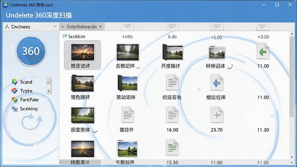 Undelete 360���ɨ�蹦��չʾ��ɨ�������ͼƬ���ĵ��ļ�����������չʾ�ļ����ͺʹ�С