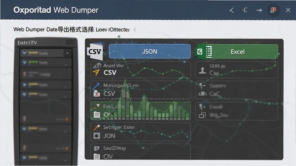 Web Dumper���ݵ�����ʽѡ����棬չʾCSV��JSON��Excel�ȶ��ֵ���ѡ��
