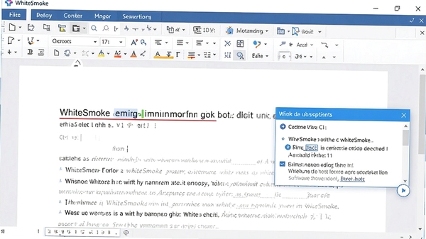 WhiteSmoke�����﷨У�Թ��ܽ�ͼ����ʾ������ӱ���ɫ�»��߱�����Ҳ൯���޸Ľ��鴰�ڣ�����Ϊ�ĵ��༭����