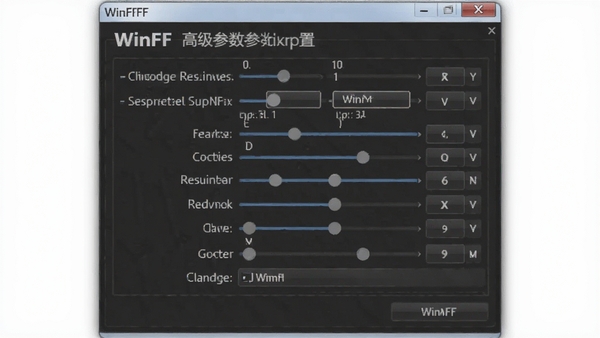 WinFF高级参数设置面板,展示编码器、分辨率、比特率等可调节选项