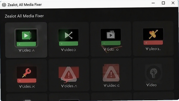 Zealot All Media Fixer ����ɨ����棬��ʾ�����Ƶ�ļ���״̬ͼ�꣬��ɫ��ʾ���޸�����ɫ��ʾ�����أ�����������