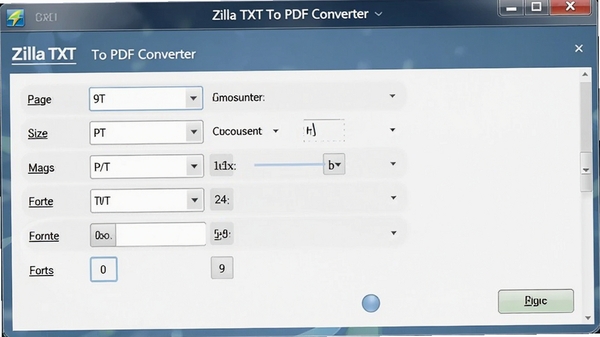 Zilla TXT To PDF Converter��ҳ��������壬����ҳ���С���߾ࡢ�����ѡ������Ѻ�ֱ��