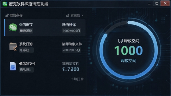 ����������������������н��棬��ʾ΢�Ż��桢ϵͳ��־����ʱ�ļ��ȷ���ɨ���������Ի��ν��������ͷſռ����֣��Ӿ����дʵ�ҳ����Ƽ���