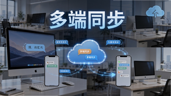 ���ĵ��԰���豸ͬ��ʾ��ͼ��չʾһ̨�����������ֻ�Χ���ƶ�ͼ�꣬��ʾ��Ϣͬ������������Ϊ��ͬ�칫����ƴ�ӣ�������ʾ�����ͬ����������������Ƽ���ǿ��ǿ���޷��������顣