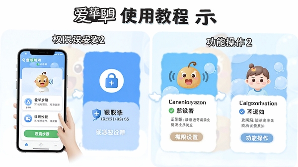 爱华阴app使用教程示意图,展示安装步骤、权限设置和功能操作,图文并茂