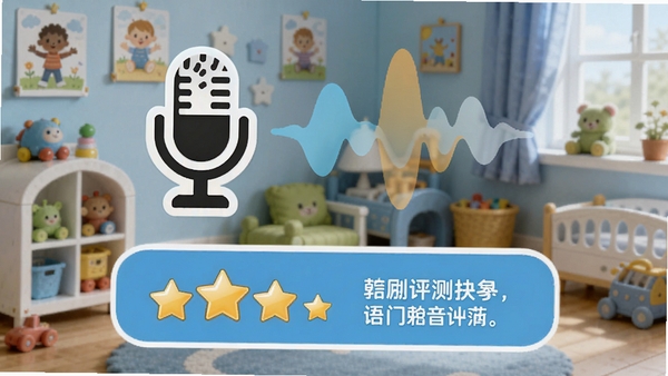 ���ֶ�ͯӢ��AI�������⹦��ʾ��ͼ��һ����˷�ͼ���Ա��в��ζ������·���ʾ�����������Ǻ͹��������Ϊ��ͯ������